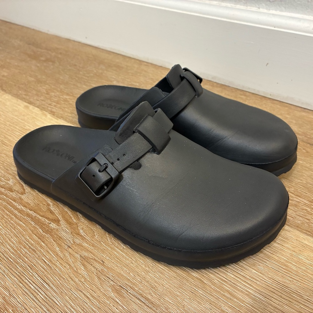 Roxoni Black Clogs Adjustable Buckle Antislip Sole Mules & Slippers Size 40